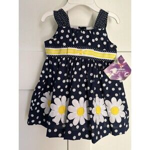 NEW Toddler Girls Blueberi Boulevard Easter Spring Summer Dress Navy Size 12 Mo